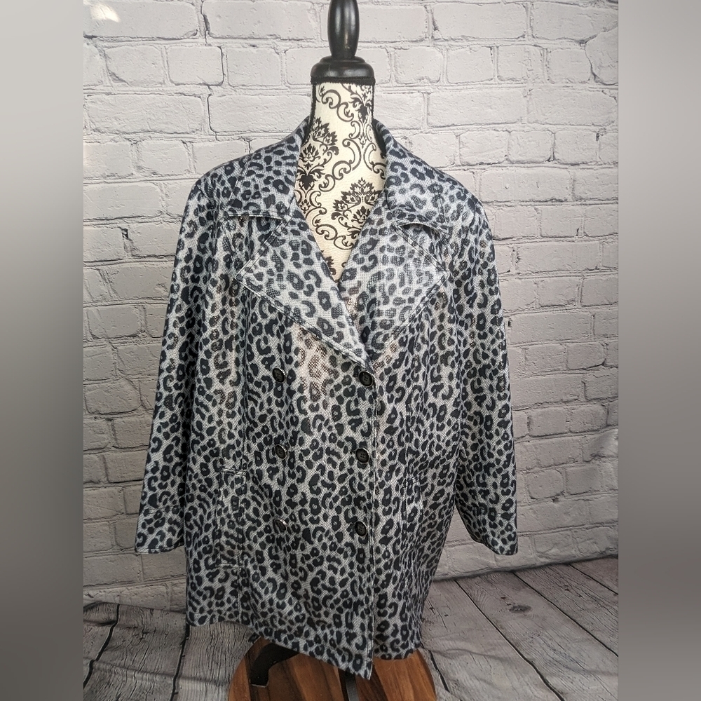 Dennis Basso women's Double Breasted Snake Print Lined Jacket Size 3x Pockets b9